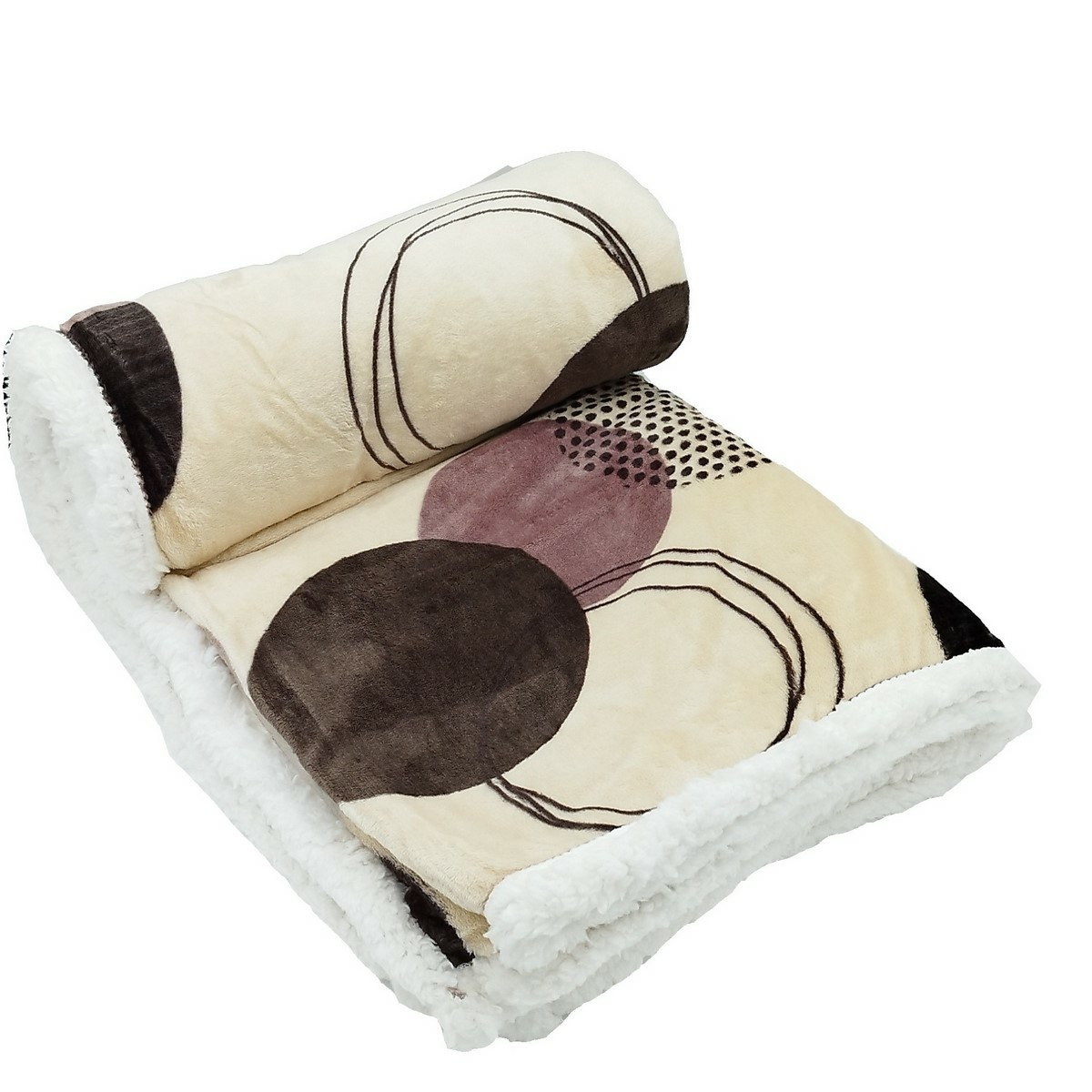 Koc z barankiem Koła brązowy, 150 x 200 cm