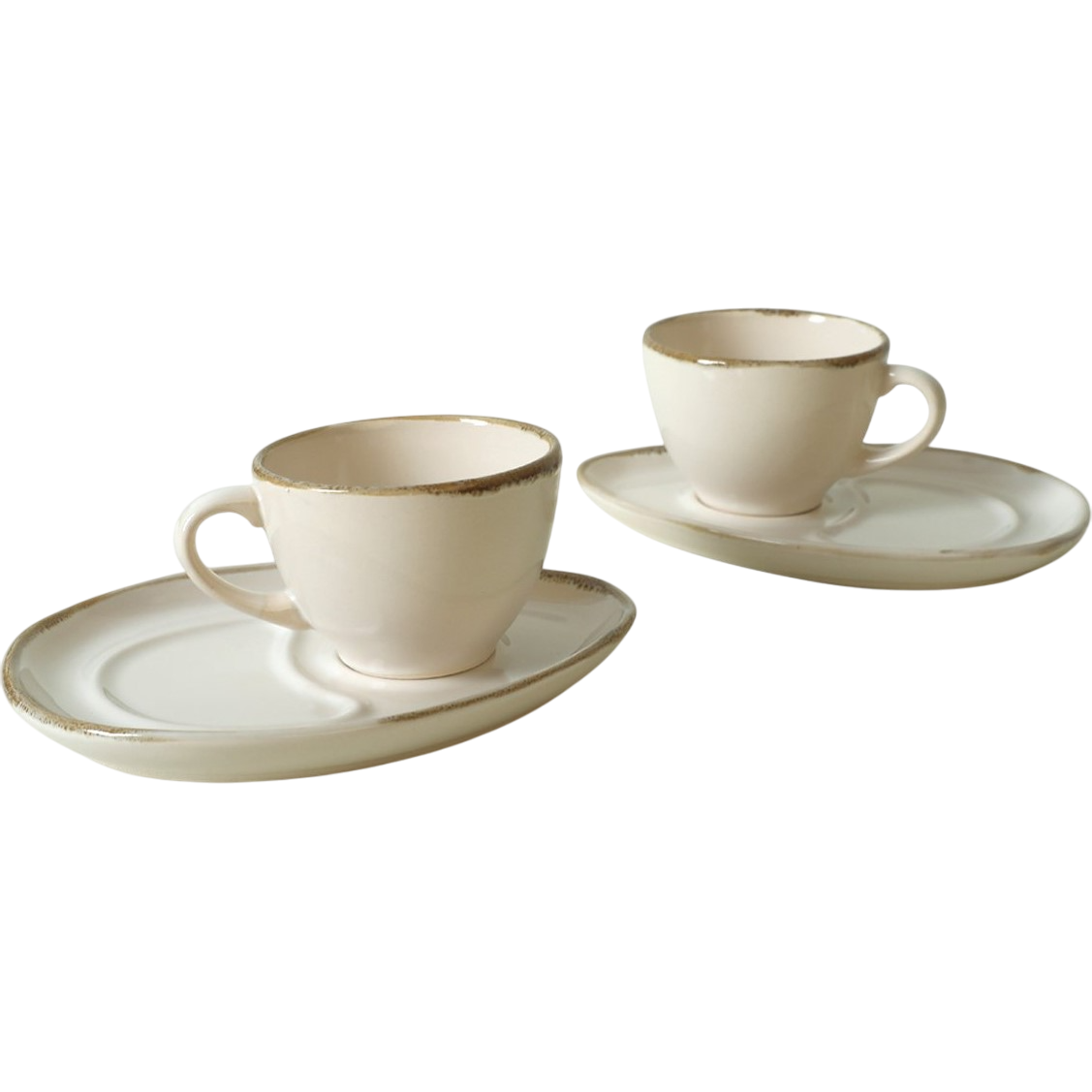 Zestaw 2 filiżanek ceramicznych ze spodkami Rustic Cream 215 ml