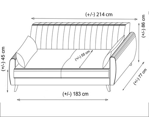 Klappsofa Alkon 3 Dark Grey