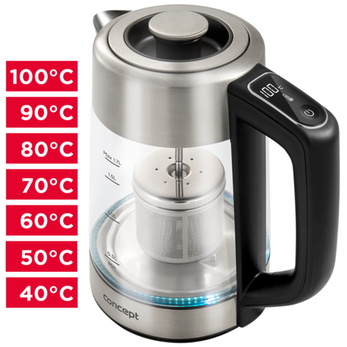 Fierbător Concept RK4190 cu control al temperaturii 1,7 l