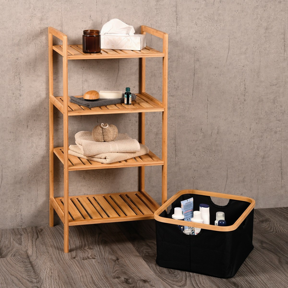 Kesper 19438 Bambusz polc kosárral, 93,5 x 44 x 34cm, 93,5 x 44 x 34 cm termék 2. képe