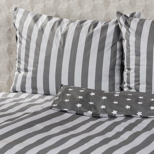 4Home Lenjerie pat bumbac Stars gri 1 pers., 140 x 220 cm, 70 x 90 cm