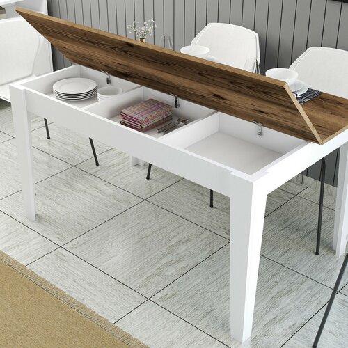 Masă de sufragerie Milan White and Walnut