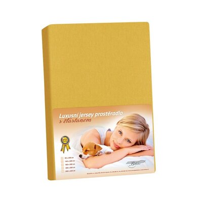 Bellatex Jersey prestieradlo s elastanom horčicová, 160 x 200 cm