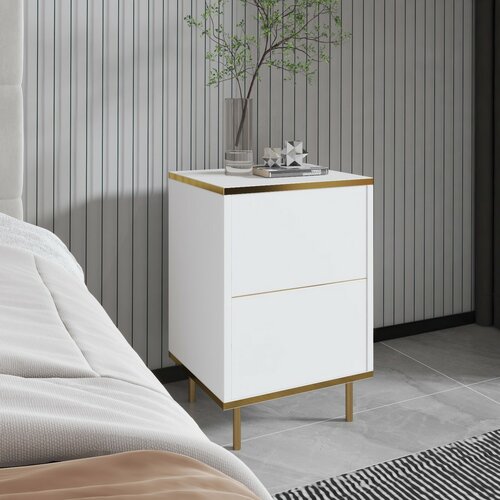 Nachttisch Imaj White and Gold