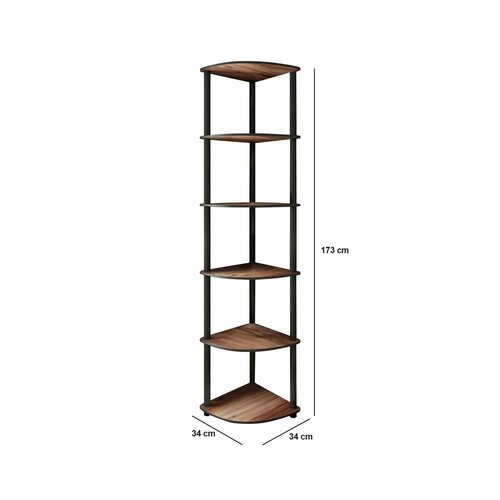 Regál Corner Walnut, 6 polic