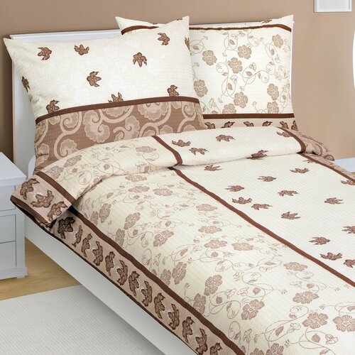 Bellatex Krep posteljnina List rjava, 140 x 200cm, 70 x 90 cm