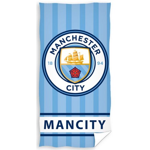Carbotex Futbalová osuška Manchester City Stripes, 70 x 140 cm