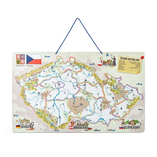 Woody Mapa magnetyczna Republiki Czeskiej 3w1