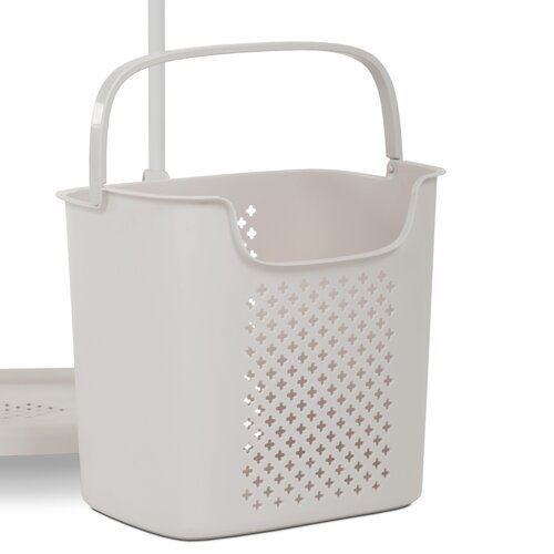 Stojan na oblečení s košem GD-186 BGE, plast, bílá