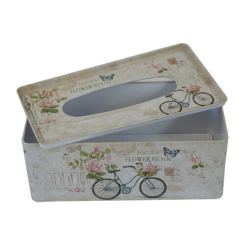 Plechový box na vreckovky Garden bicycle, 24 x 9,5 x 13 cm