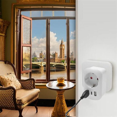 Solight PA03UK Cestovní adaptér UK USB A+C pro použití ve Velké Británii, typ G