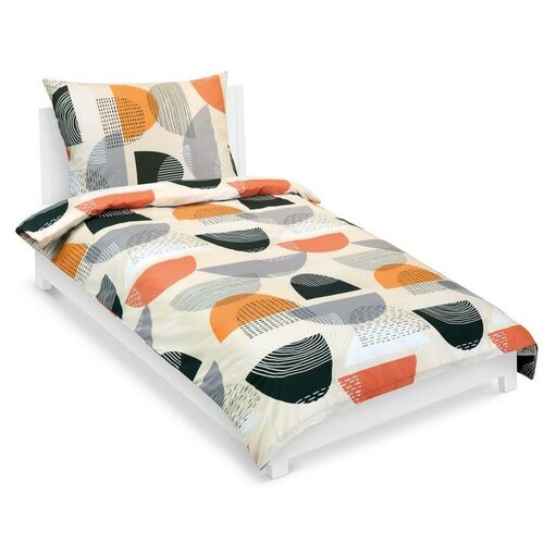 Bellatex Bombažno posteljnino Polkrog oranžna,siva, 140 x 200, 70 x 90 cm