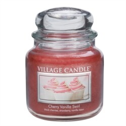 Village Candle illatos gyertya Meggy és vanília - Cherry Vanilla Swirl, 397 g