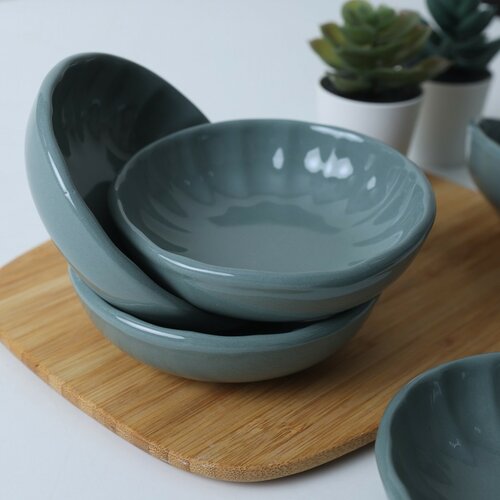 Sada 6 kameninových misek Laguna 12 cm, petrolejová