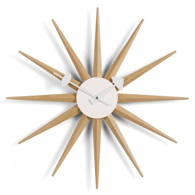 Nástenné hodiny Sunburst Clock 47 cm, dub