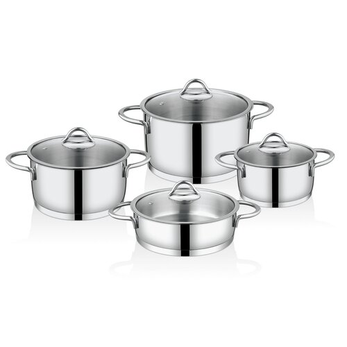 4Home 8-delni set posode Vision, steklene pokrovke