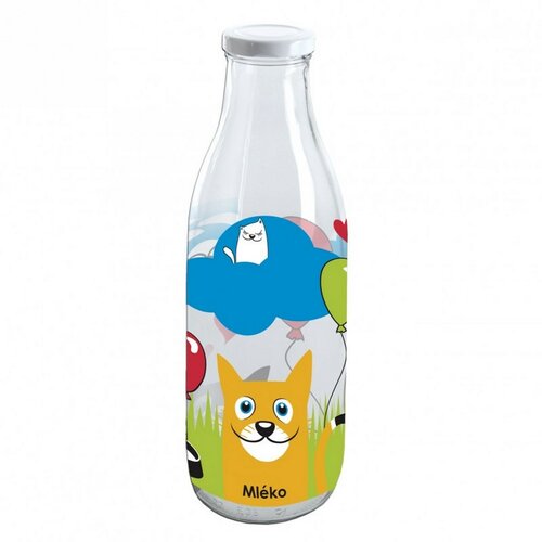 Skleněná láhev na mléko kočky 1 l