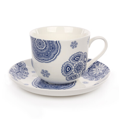 Filiżanka ze spodkiem Blue Laces 430 ml, biały