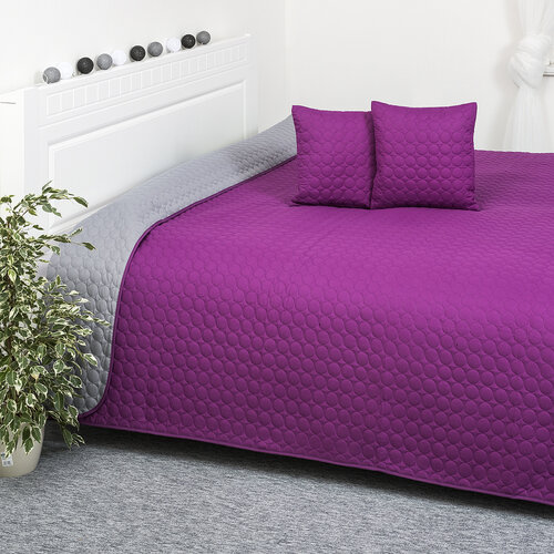 4Home Narzuta na łóżko Doubleface fioletowy/szary, 220 x 240 cm, 40 x 40 cm