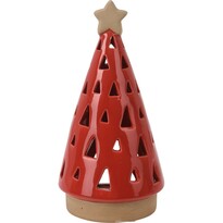 Christmas tree porcelán gyertyatartó teamécseshezfa alakú, piros, 10 x 20 cm