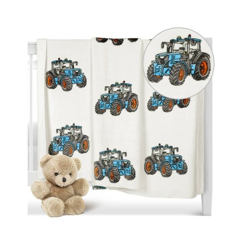 Bellatex Koc dziecięcy Ella Traktor niebieski, 100 x 150 cm