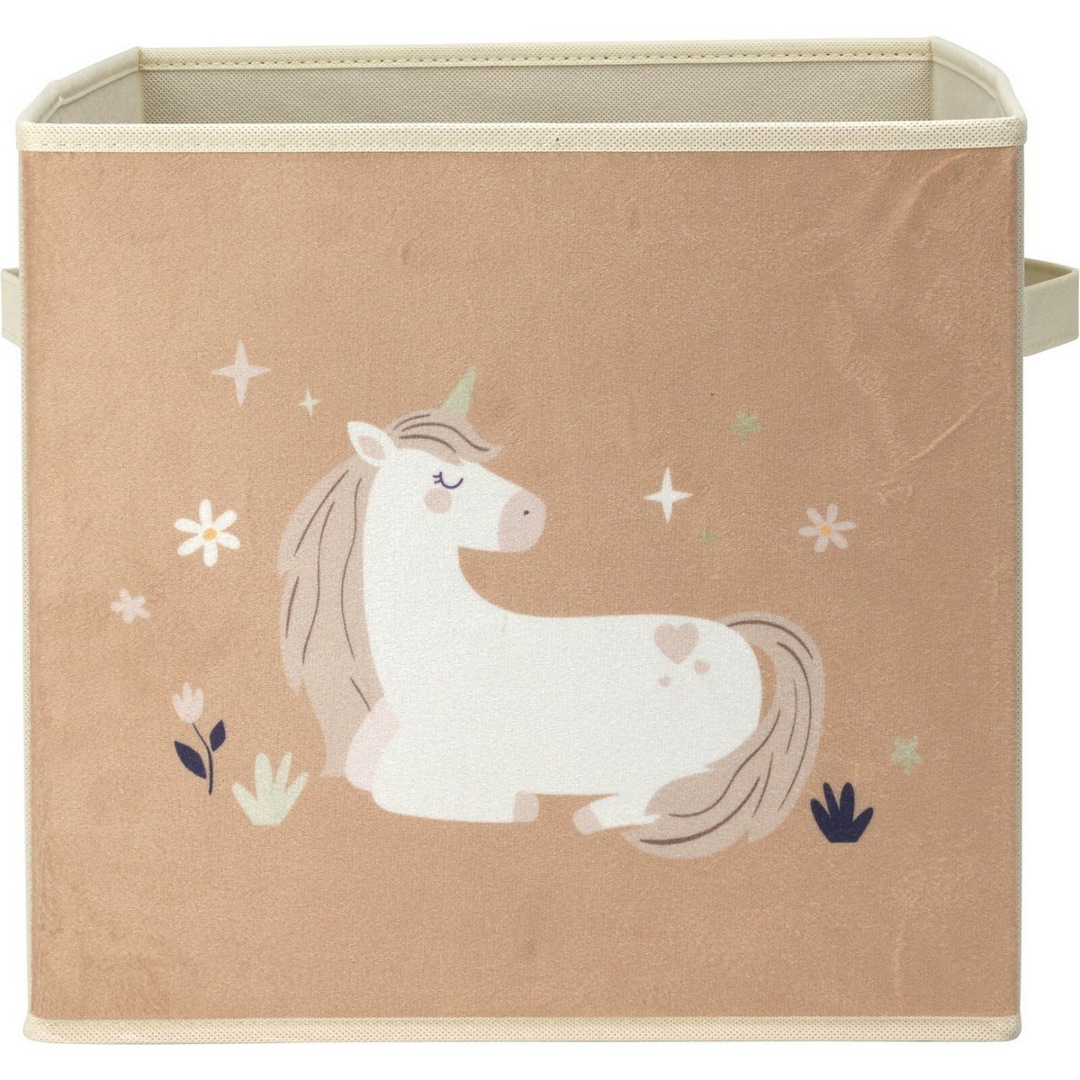 Levně Dětský textilní box Unicorn dream béžová, 32 x 32 x 30 cm