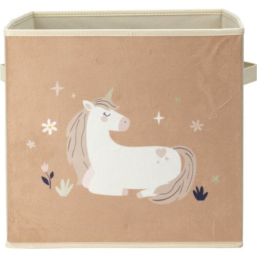 Otroški tekstilni zaboj Unicorn dream bež, 32 x 32x 30 cm