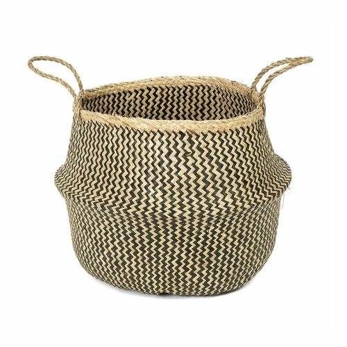 Compactor Kosz do przechowywania pleciony z trawy morskiej Belly, 45 x 36 cm, czarny, L