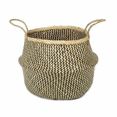 Compactor Pletený úložný košík z morskej trávy Belly, 45 x 36 cm, čierna