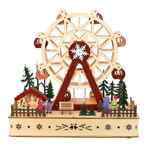 Lesnata vrtljiva LED dekoracija Kolotoč, 28 x 28 x12 cm