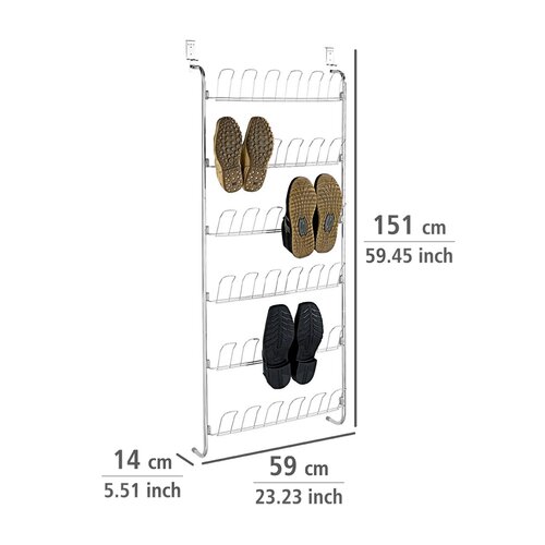 Wenko Suport pentru pantofi de agățat pe ușă, 18perechi, argintiu