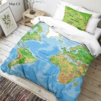 Дитяча бавовняна постільна білизна Карта світу 3D,140 х 200 см, 70 х 90 см