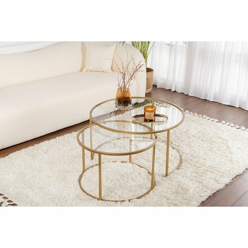 Couchtisch-Set Aurum Gold 80 cm, 2 Stück