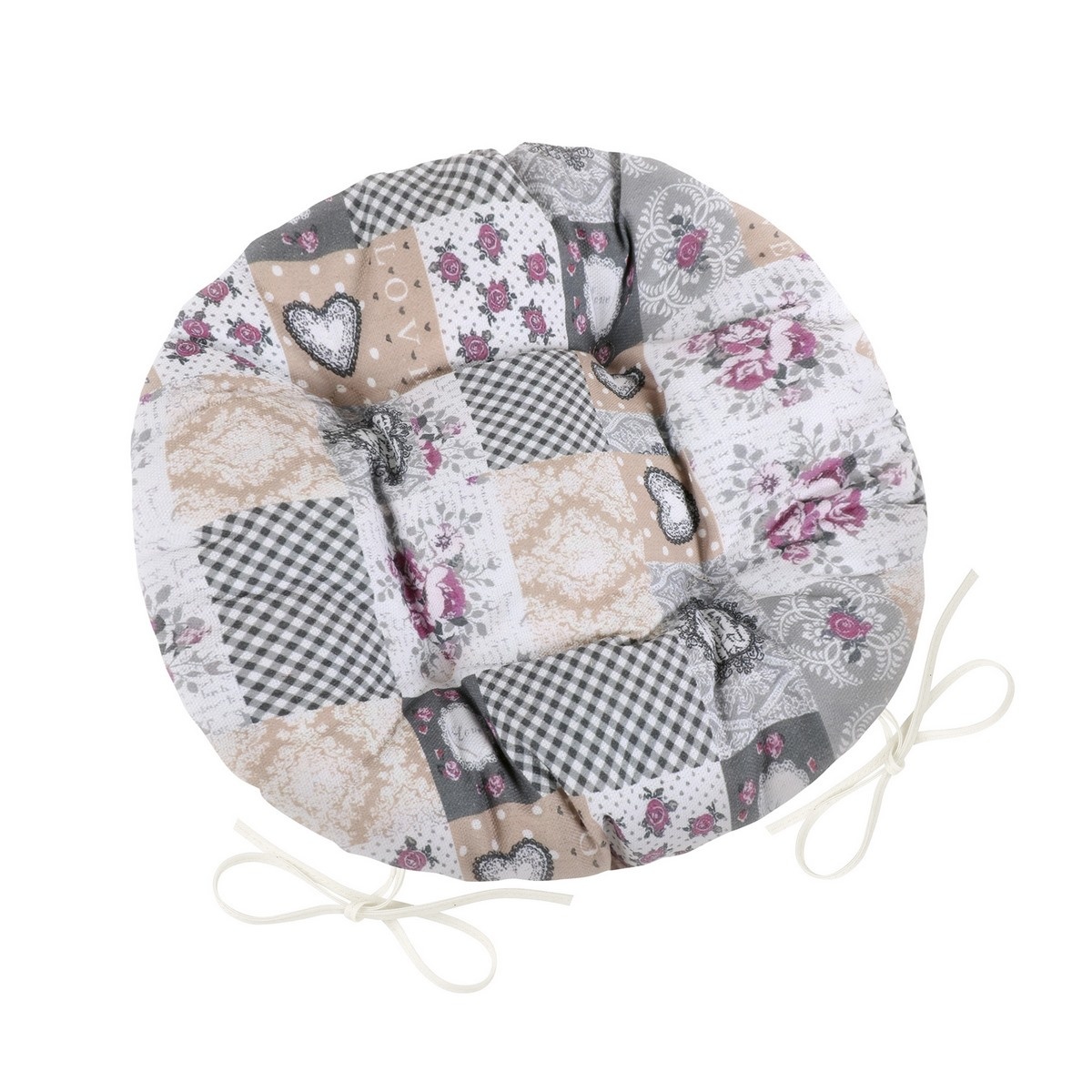 Obrázok Bellatex Sedák DITA okrúhly prešívaný Patchwork love, 40 cm