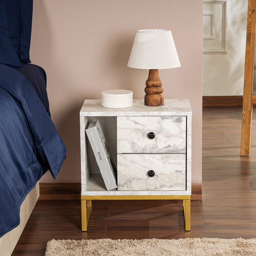 Nočný stolík Glimmer Fressia Marble Gold