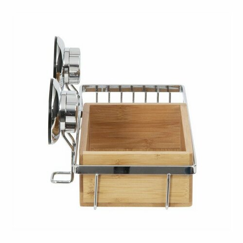 Raft din bambus cu suport pentru săpun Compactor Bestlock SPA Bamboo, 27,3 x 15 x 13,5 cm