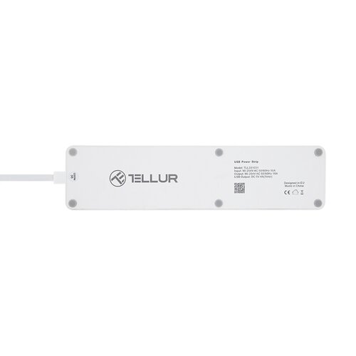 Cablu prelungitor Tellur WiFi Smart PowerStrip alb, 1,8 m