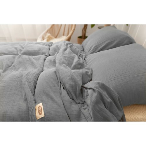 MATEX Lenjerie de pat din muselină gri închis ,140 x 200 cm, 70 x 90 cm