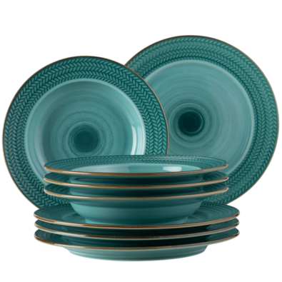 Set farfurii plate și adânci Mäser PROSPERO – turcoaz