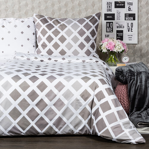 4Home Posteljnina Geometric siva mikro, 140 x 220cm, 70 x 90 cm