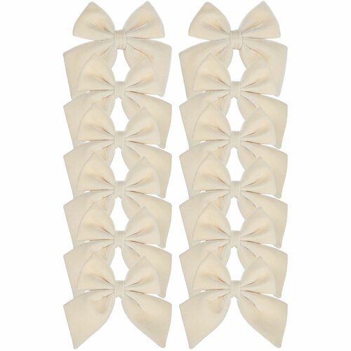 Zestaw małych aksamitnych kokardek, 12 szt., w kolorze kremowym