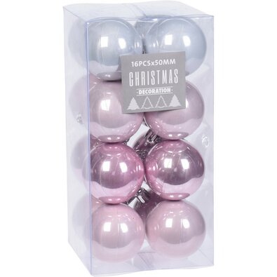 Zestaw ozdób bożonarodzeniowych Ice Pink, śr. 5 cm, 16 szt.