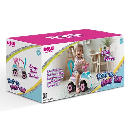 Dolu Odrážedlo auto, bílo-růžová