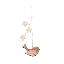Дерев'яний підвісний птах з квітами, 11 х 36 х 1,1 см