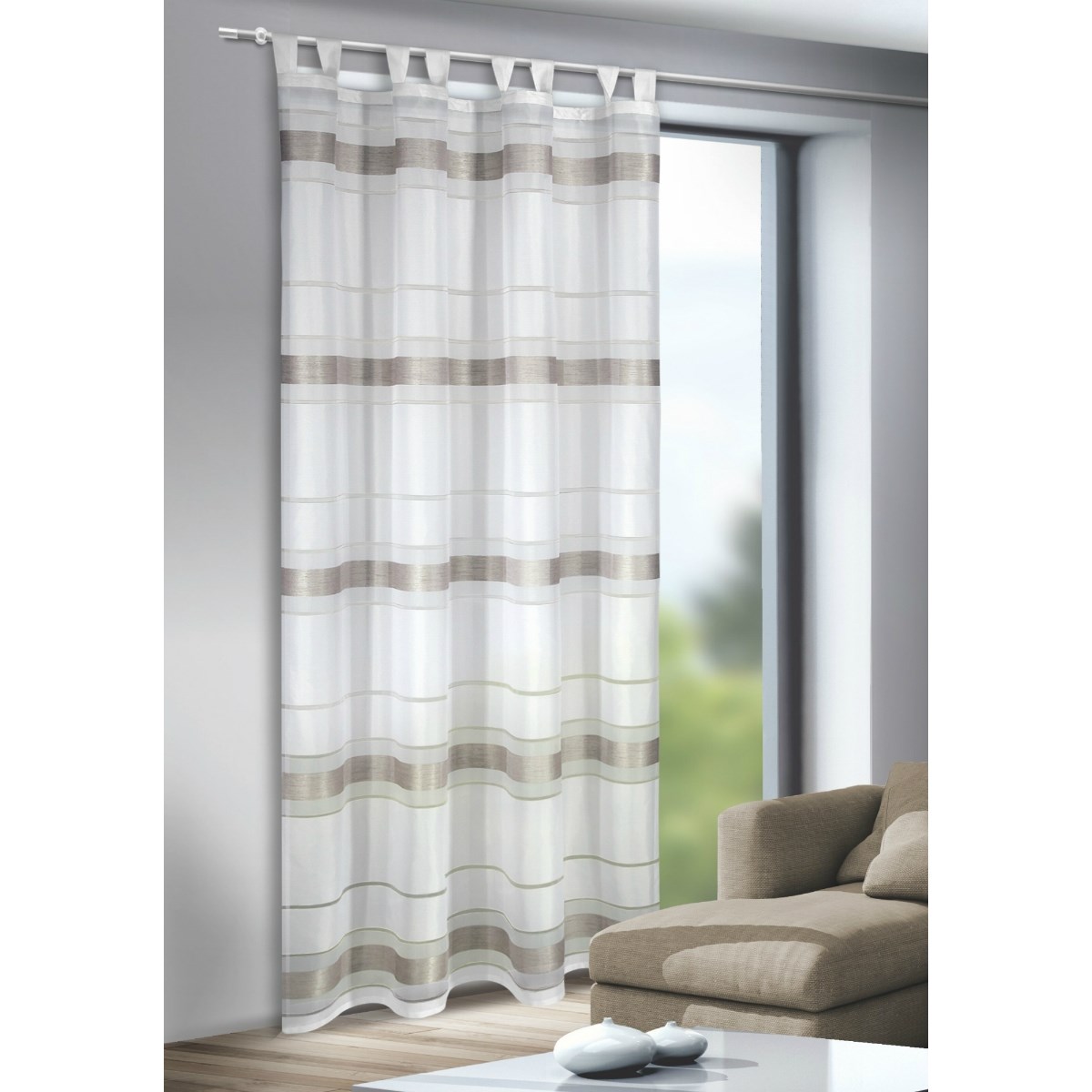 Albani Záclona s poutky Mandy stříbrná, 135 x 245 cm, 135 x 245 cm