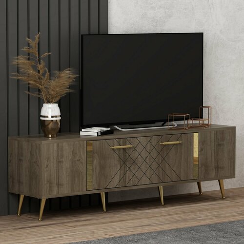 Televizní stolek Detas Walnut and Gold