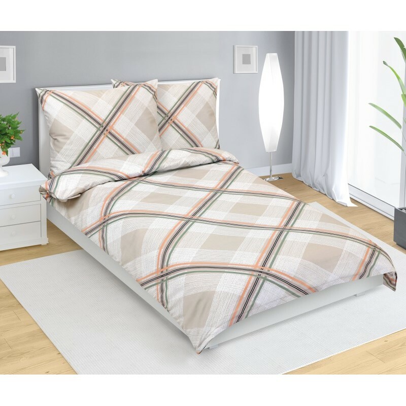 Bellatex Satynowa pościel Kostka beżowa, 140 x 220cm, 70 x 90 cm, 140 x 220 cm, 70 x 90 cm