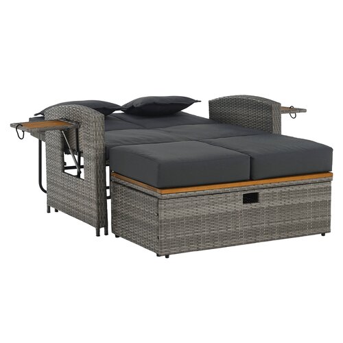 Sofa ogrodowa rattanowa MALORY, szary/naturalny