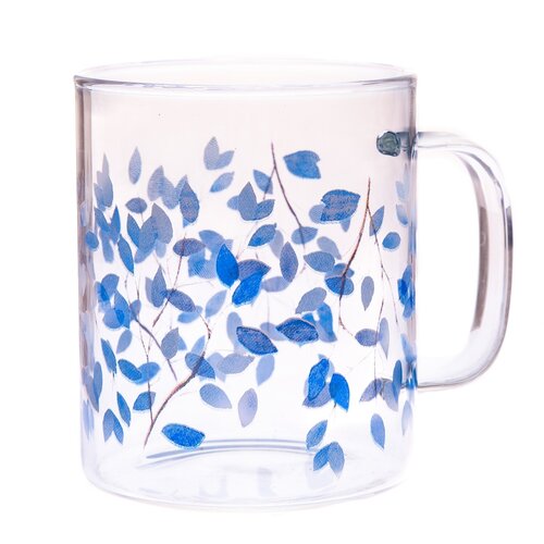 Glastasse Blaue Blumen, 410 ml